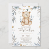 Winter Teddy Bear Snowflake Babydusche Einladung (Vorderseite)