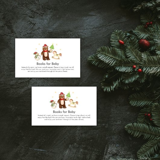 Winter Teddy Bear Snowman Books For Baby Shower Begleitkarte