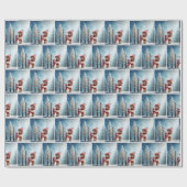 Winter Teddy Bear und Snowman Geschenkpapier (Flach)