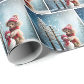 Winter Teddy Bear und Snowman Geschenkpapier (Rolleneckpunkt)