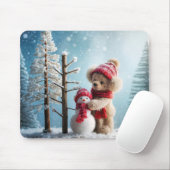Winter Teddy Bear und Snowman Mousepad (Mit Mouse)