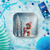 Winter Teddy Bear und Snowman Pappteller (Party)