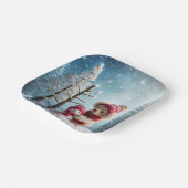 Winter Teddy Bear und Snowman Pappteller (Gewinkelt)