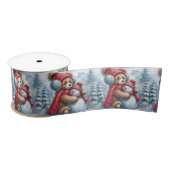 Winter Teddy Bear und Snowman Satinband (Spule)
