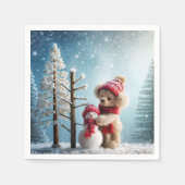 Winter Teddy Bear und Snowman Serviette (Vorderseite)