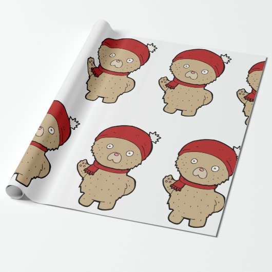 Winter Teddy Bear Wrapping Paper Geschenkpapier (Ungerollt)