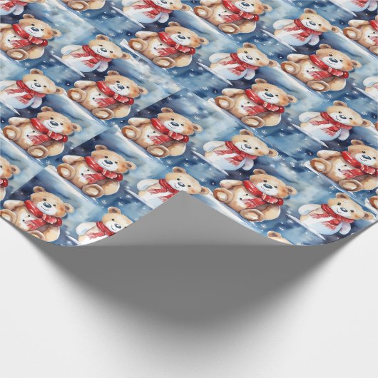 Winter Teddy Bears Geschenkpapier (Ecke)