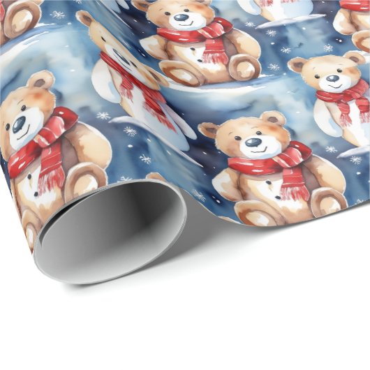Winter Teddy Bears Geschenkpapier (Rolleneckpunkt)
