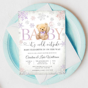 Winter-Teddybär-Baby-Party-Einladung Einladung