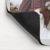Winter-Teddybär-Brüder mit Welpen Mousepad (Ecke)