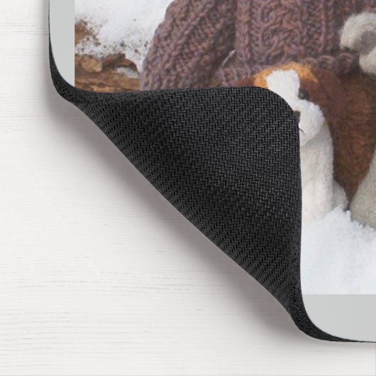 Winter-Teddybär-Brüder mit Welpen Mousepad (Ecke)
