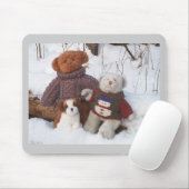 Winter-Teddybär-Brüder mit Welpen Mousepad (Mit Mouse)