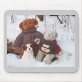 Winter-Teddybär-Brüder mit Welpen Mousepad (Vorne)