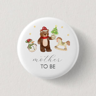 Winter-Teddybär-Schneemann-Mama-wird-Es-Baby-Party Button