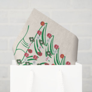 Winter-Teddybär-Weihnachtsbaum Vintage Weihnachten Seidenpapier