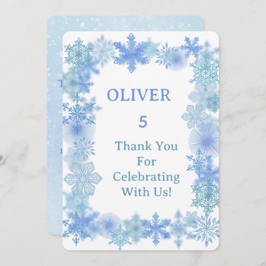 Winter Thank You Card, Minimalist Snowflake Thank Dankeskarte (Vorne/Hinten)