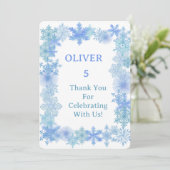 Winter Thank You Card, Minimalist Snowflake Thank Dankeskarte (Stehend Vorderseite)