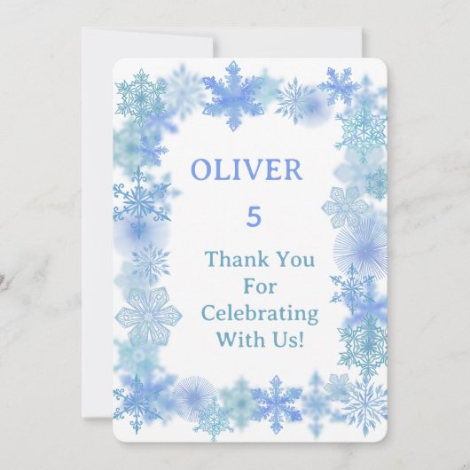 Winter Thank You Card, Minimalist Snowflake Thank Dankeskarte (Vorderseite)