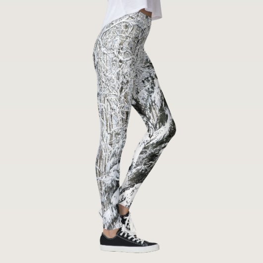 Winter-Thema-Leggings-Kiefern-Schnee-Holz Leggings (Rechts)