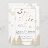 Winter Theme Gold und Elfenbein Glitzer Save the D Einladung (Vorne/Hinten)