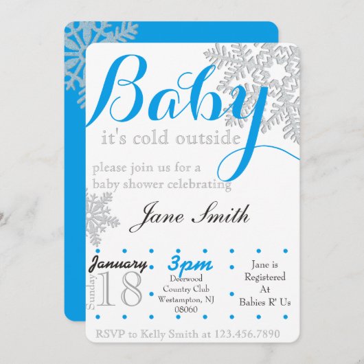 Winter Theme Kinderdusche laden ein Einladung (Vorne/Hinten)