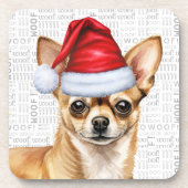 Winter Themed Chihuahua Santa Dog Urlaub Getränkeuntersetzer (Vorderseite)