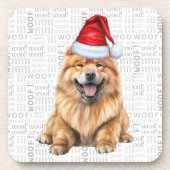 Winter Themed Chow Chow Santa Dog Urlaub Getränkeuntersetzer (Vorderseite)