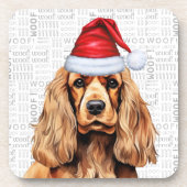 Winter Themed Cocker Spaniel Santa Dog Urlaub Getränkeuntersetzer (Vorderseite)