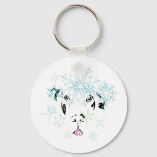Winter-themed Dogge-Schneeflocke Schlüsselanhänger