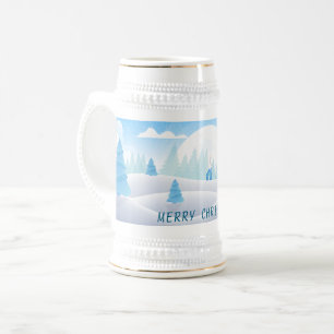 Winter Themed Frohe Weihnachtsstein Bierglas