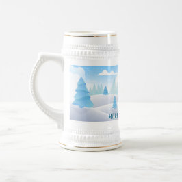 Winter Themed Frohe Weihnachtsstein Bierglas