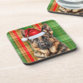 Winter Themed German Shepherd Dog Holiday Plaid Getränkeuntersetzer (Linke Seite)