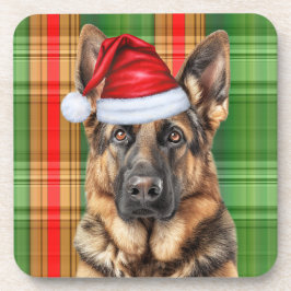 Winter Themed German Shepherd Dog Holiday Plaid Getränkeuntersetzer
