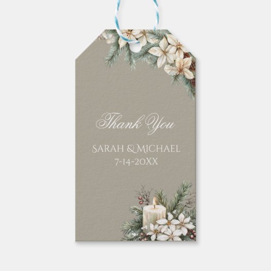 Winter Themed Hochzeit Geschenkanhänger (Vorderseite)