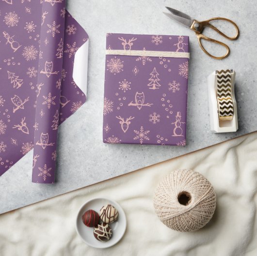 Winter Things Wrapping Paper - Pflaume + Rose Geschenkpapier (Kunsthandwerk)