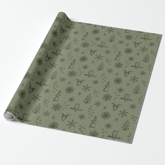 Winter Things Wrapping Paper - Sage + Pine Geschenkpapier (Ungerollt)