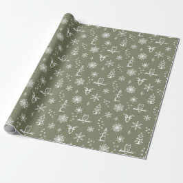 Winter Things Wrapping Paper - Sage + Schnee Geschenkpapier