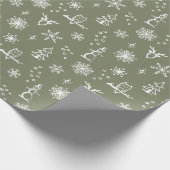 Winter Things Wrapping Paper - Sage + Schnee Geschenkpapier (Ecke)