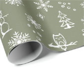 Winter Things Wrapping Paper - Sage + Schnee Geschenkpapier (Rolleneckpunkt)