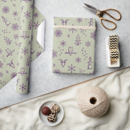 Winter Things Wrapping Paper - Tee + Pflaume Geschenkpapier (Kunsthandwerk)