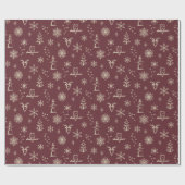 Winter Things Wrapping Paper - Wein + Taube Geschenkpapier (Flach)