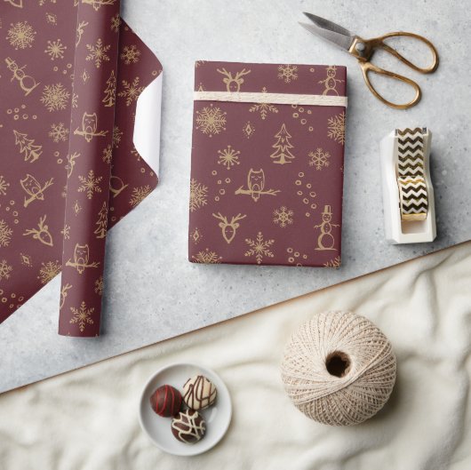 Winter Things Wrapping Paper - Wine + Fawn Geschenkpapier (Kunsthandwerk)