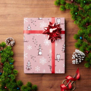Winter Thumpenpapier - Rose, Wein, Schnee Geschenkpapier