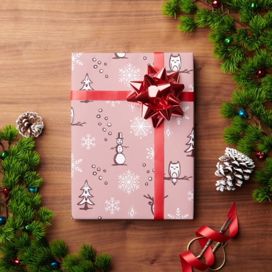 Winter Thumpenpapier - Rose, Wein, Schnee Geschenkpapier (Feiertagsgeschenk)