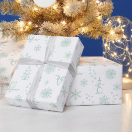Winter Thumpenpapier - Schnee + Minze Geschenkpapier