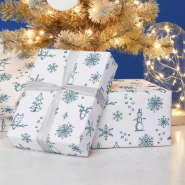 Winter Thumpenpapier - Schnee + Pfau Geschenkpapier