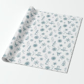 Winter Thumpenpapier - Schnee + Pfau Geschenkpapier (Ungerollt)
