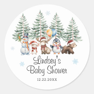 Winter-Tier-Baby-Party Runder Aufkleber