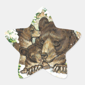 Winter-Tier-Kunst-schwarzer Bärn-Mutter und CUB Stern-Aufkleber