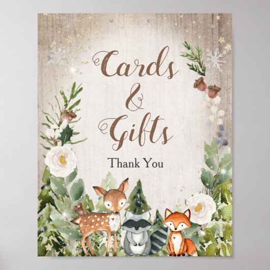Winter Tiere Woodland Blumenkarten & Geschenke Unt Poster (Vorne)